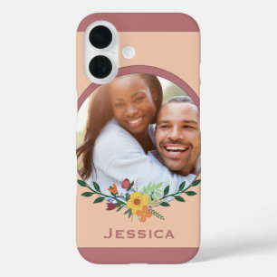 Coques iPhone 16 Personnalisé Photo Floral Rose