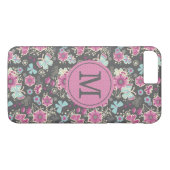Coques Case-Mate iPhone Personnalisé rose gris joli floral (Dos (Horizontal))