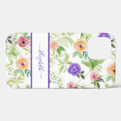 Coques Case-Mate iPhone Personnalisé rose violet blanc floral (Verso (horizontal))