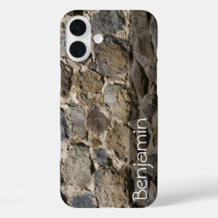 Coques iPhone 16 Plus Personnalisé Rustic Rock Wall Photographie Abstrai