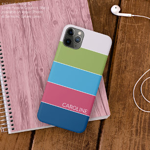 Case-Mate iPhone Case Personnalisé Turquoise Blue Lime Green Pink Stripe