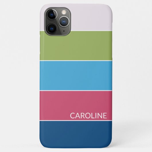 Coques Case-Mate iPhone Personnalisé Turquoise Blue Lime Green Pink Stripe (Dos)