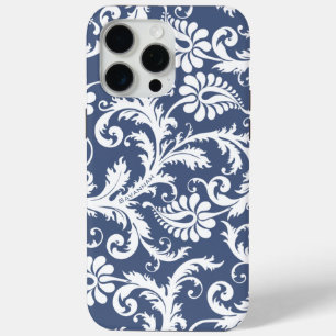 Coque iPhone 15 Pro Max Personnalisé Vintage Damas changer bleu n'importe 
