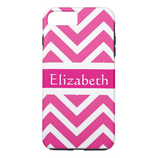 Coques Case-Mate iPhone Personnalisé Zigzag Chevron Motif rose et blanc (Dos)