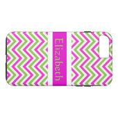 Coques Case-Mate iPhone Personnalisé Zigzag Chevron Motif rose et blanc (Dos (Horizontal))