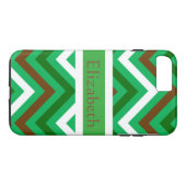 Coques Case-Mate iPhone Personnalisé Zigzag Chevron Motif Vert & Blanc (Dos (Horizontal))
