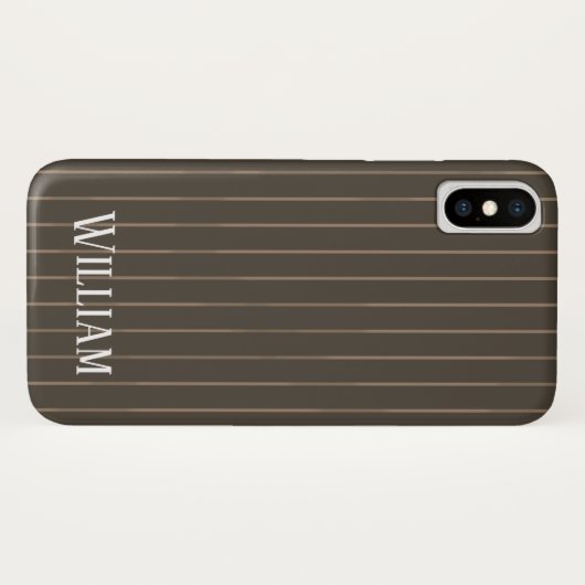 Coques Case-Mate iPhone Personnalised brown retro pinstripes (Dos (Horizontal))