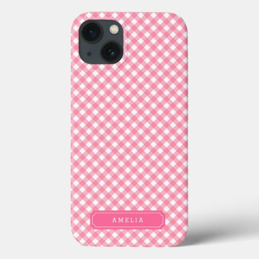 Coques Case-Mate iPhone Personnaliser avec le nom Baby Pink En vichy (Verso)