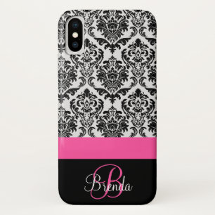 Case-Mate iPhone Case Personnaliser Hot Pink Black Damask Patch