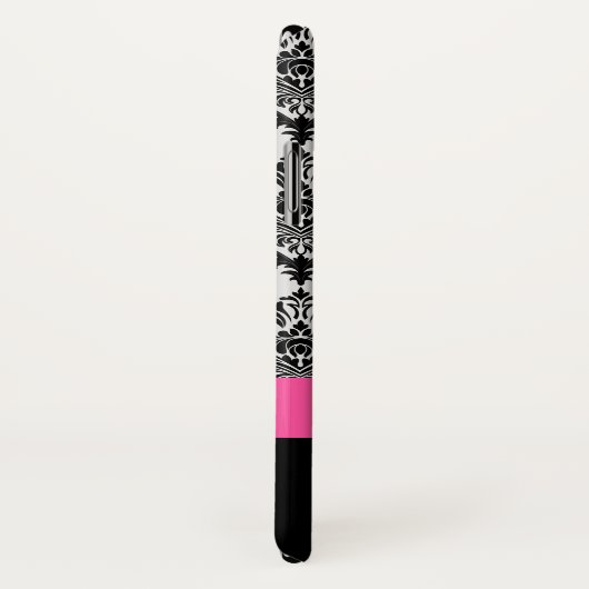 Coques Case-Mate iPhone Personnaliser Hot Pink Black Damask Patch (Dos/Droite)