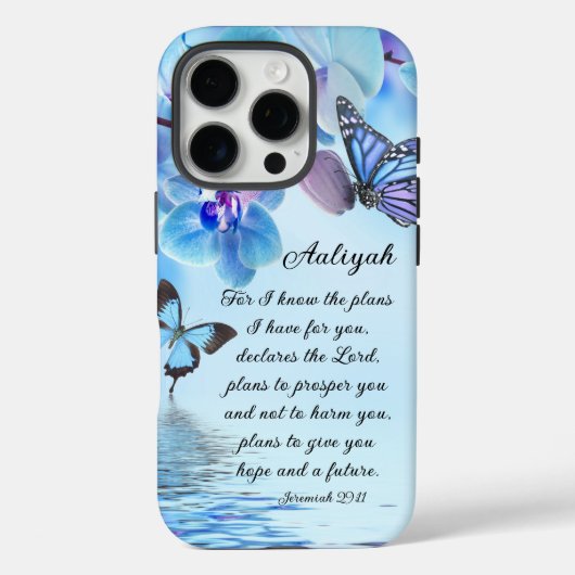 Coques Case-Mate iPhone Personnaliser Jérémie 29:11 Orchidées Papillon Bib (Verso)