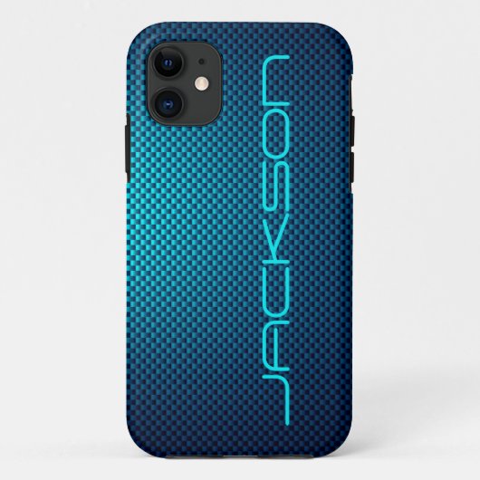 Coques Case-Mate iPhone Personnaliser la fibre de carbone bleue (Dos)