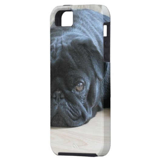 Coques Case-Mate iPhone Personnaliser le Carlin noir mignon Nom d'accessoi (Dos gauche)