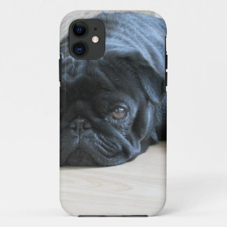 Coques Pour iPhone Personnaliser le Carlin noir mignon Nom d'accessoi