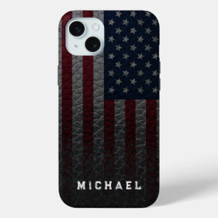Coque iPhone 15 Mini Personnaliser le drapeau américain Arrière - plan 