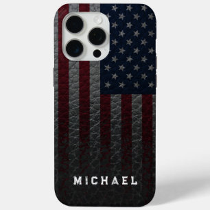 Coque iPhone 15 Pro Max Personnaliser le drapeau américain Arrière - plan