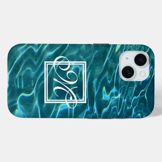 Coques Case-Mate iPhone Personnaliser le monogramme des vagues océaniques (Verso (horizontal))