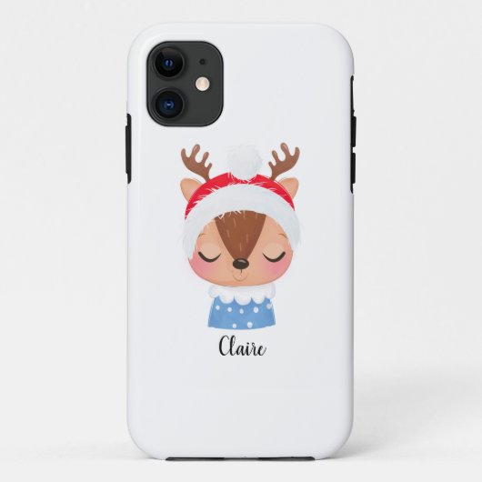 Coques Case-Mate iPhone Personnaliser le visage de rennes dormant de Noël (Dos)