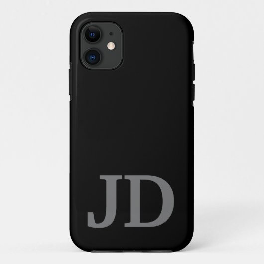 Coques Case-Mate iPhone Personnaliser Moderne Noir Nom du monogramme (Dos)