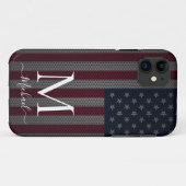 Coques Case-Mate iPhone Personnaliser Monogramme American Drapeau Maillage (Dos (Horizontal))