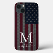 Coques Case-Mate iPhone Personnaliser Monogramme American Drapeau Maillage (Verso)