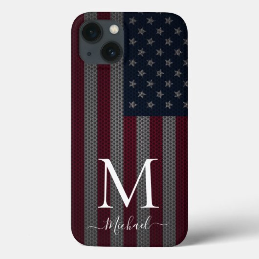 Coques Case-Mate iPhone Personnaliser Monogramme American Drapeau Maillage (Verso)