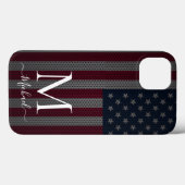 Coques Case-Mate iPhone Personnaliser Monogramme American Drapeau Maillage (Verso (horizontal))