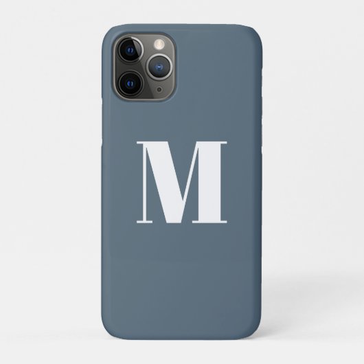 Coques Case-Mate iPhone Personnaliser monogramme initial bleu / gris blanc (Dos)