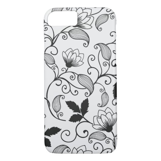 Coques Case-Mate iPhone Personnaliser Motif Floral Noir (Dos)