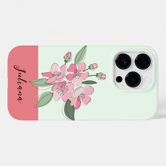 Coques Case-Mate iPhone personnaliser nom moderne floral (Verso (horizontal))