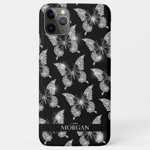 Case-Mate iPhone Case Personnaliser Nom, Motif Papillon Diamant, Noir