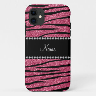 Case-Mate iPhone Case Personnaliser nom parties scintillant rose zèbre r