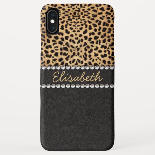 Coques Case-Mate iPhone Personnaliser Tache de Léopard Strass Diamants (Dos)