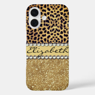 Coques iPhone 16 Personnalisez avec des strass à paillettes dorées