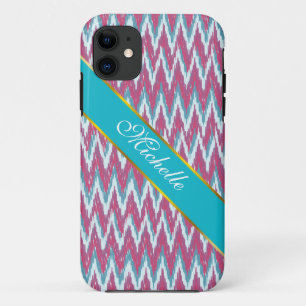 Coque Case-Mate Pour iPhone Personnalisez ce zigzag turquoise de parties