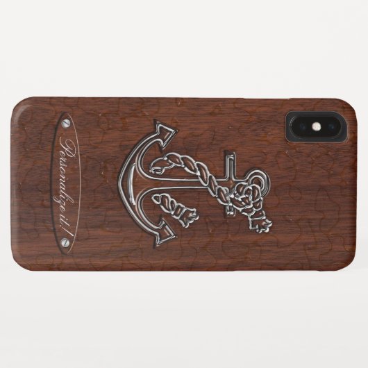 Coques Case-Mate iPhone Personnalisez-le ! Acier Ancre en acajou marin hum (Dos (Horizontal))