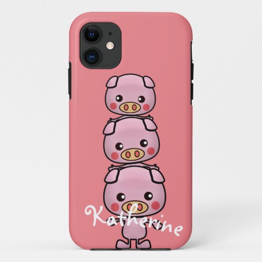 Coques Case-Mate iPhone Personnalisez le dessin de Kawaii Pigs (Dos)