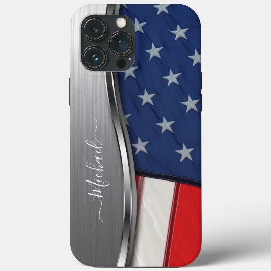 Coques Case-Mate iPhone Personnalisez le drapeau américain Faux Argent Met (Verso)