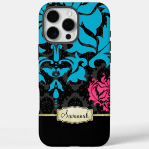 iPhone 16 Pro Max Case Personnalisez Pink Aqua Black and Gold