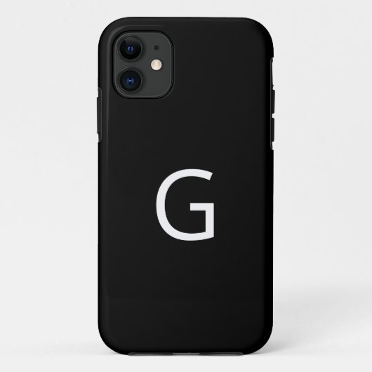 Coques Case-Mate iPhone Personnalisez votre monogramme, blanc sur noir (Dos)