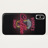Coques Case-Mate iPhone Personnalized NAME Neon Style Coffee Shop Custom (Dos (Horizontal))
