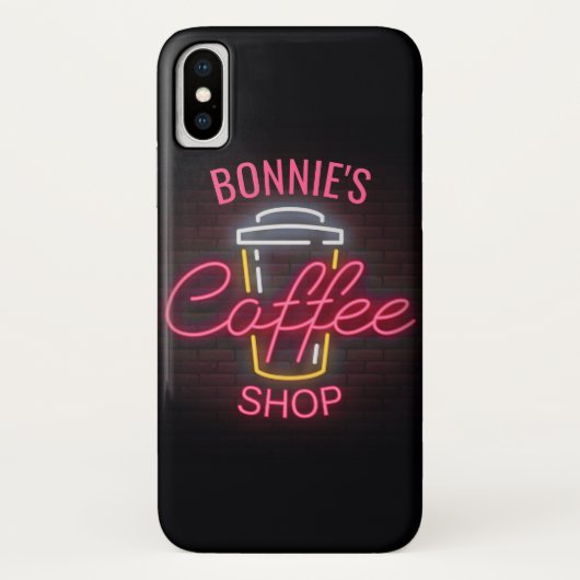 Coques Case-Mate iPhone Personnalized NAME Neon Style Coffee Shop Custom (Dos)