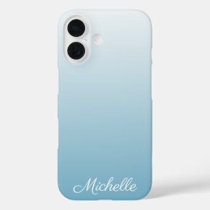 Coques iPhone 16 Personnel gradient ombre angel blue
