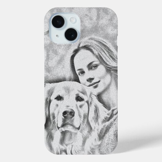 Coques Case-Mate iPhone Pet Photo Amoureux des chiens crayon dessin iPhone (Verso)
