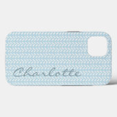 Coques Case-Mate iPhone Pétales bleu clair Motif Knit (Verso (horizontal))