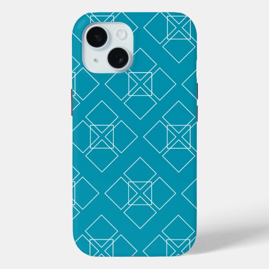 Coques Case-Mate iPhone Pétales Carré turquoise et blanc (Verso)