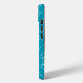 Coques Case-Mate iPhone Pétales Carré turquoise et blanc (Verso / Gauche)