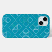 Coques Case-Mate iPhone Pétales Carré turquoise et blanc (Verso (horizontal))