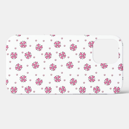 Coques Case-Mate iPhone Pétales de fleurs de coeur roses (Verso (horizontal))