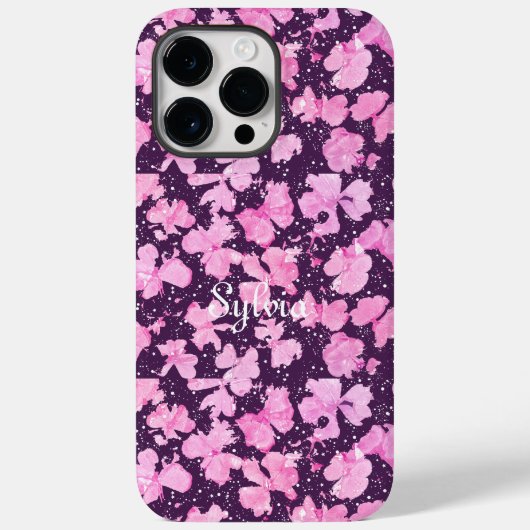 Coques Case-Mate iPhone Pétales de peinture rose acrylique (Verso)
